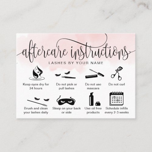 Modern aftercare card eyelash extensions icons