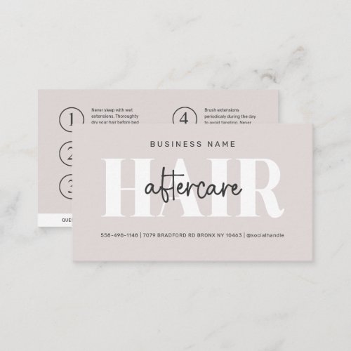 Modern Aftercare Hair Instructions Business Card