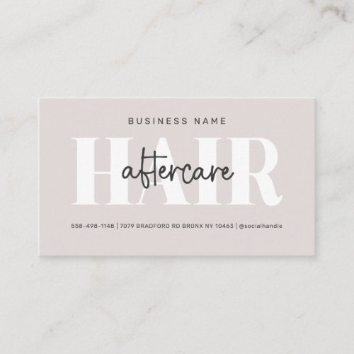 Modern Aftercare Hair Instructions Business Card