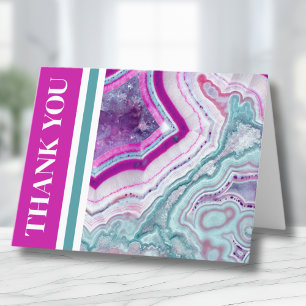 Modern Agate Elegant  Letterpress Thank You Card
