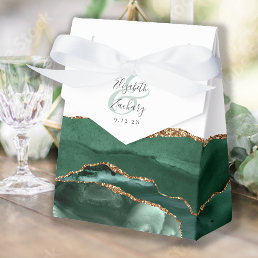 Modern Agate Geode Emerald Green Gold Favor Boxes