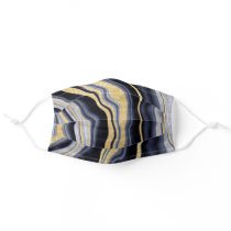 Modern agate geode navy blue gold glitter marble adult cloth face mask
