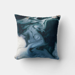 Modern Agate Geode Navy Blue Gold Monogram Throw Pillow