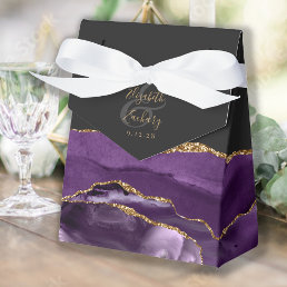 Modern Agate Geode Purple Gold Dark Favor Boxes