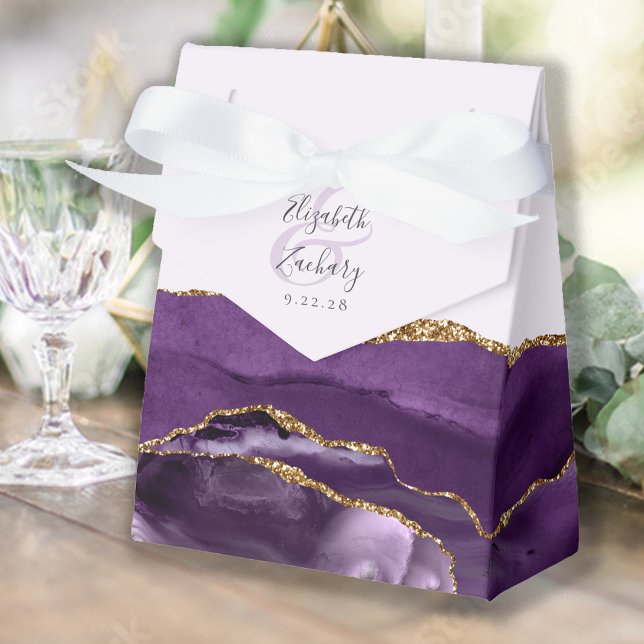Modern Agate Geode Purple Gold Lavender Favor Boxes (Creator Uploaded)