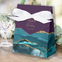 Modern Agate Geode Teal Gold Purple Favor Boxes