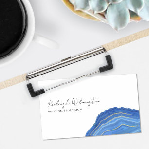 Modern Agate Marble Blue Gold Glitter Geode Business Card