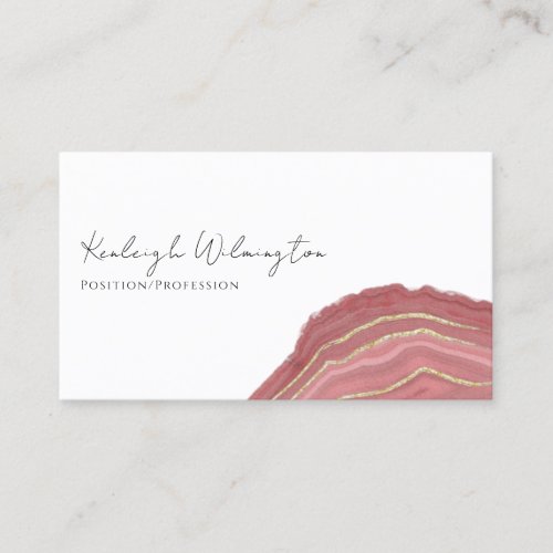 Modern Agate Marble Rust Red Gold Glitter Geode Business Card