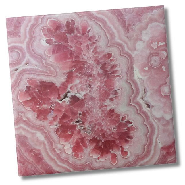Modern Agate Marble Stone Pink Ceramic Tile (Trendy Stylish Modern Geode Stone Pink Ceramic Tile)