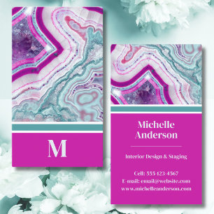 Modern Agate Monogram Business Card