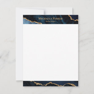 Modern Agate Navy Blue Gold Geode Note Card