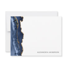 Modern Agate Navy Blue Gold Glitter Marble Geode