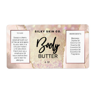 Modern Agate Rose Gold Body Butter Labels