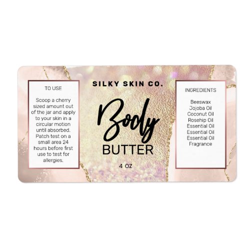 Modern Agate Rose Gold Body Butter Labels