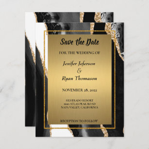 Modern agate wedding save the date invitation" announcement