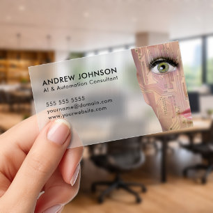 Modern AI Automation Consultant Photo Clear Business Cards
