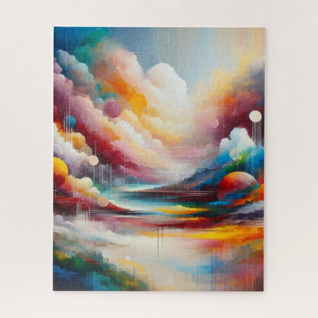 Modern AI Generated Art Colorful Landscape Jigsaw Puzzle (Vertical)