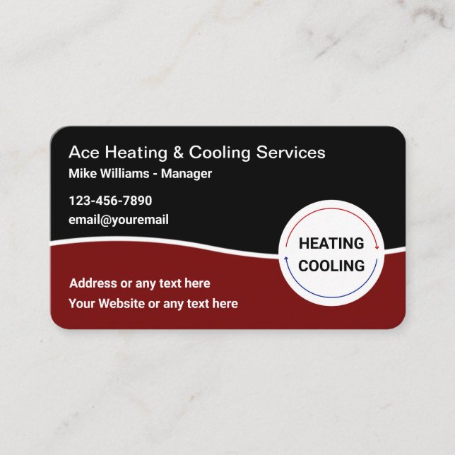 Modern Air Conditioning Service Business Cards (Front)