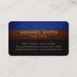 Modern Air Force Blue and Black Leather Look Business Card