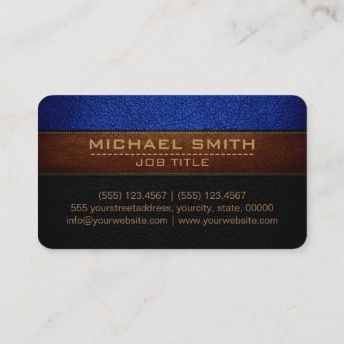 Modern Air Force Blue and Black Leather Look Business Card