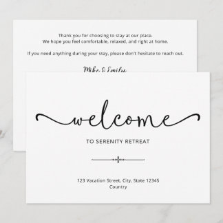 Modern Airbnb Welcome Script Home Rental Postcard