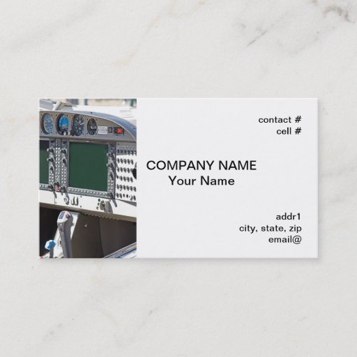 Customizable modern aircraft glass cockpit business cards