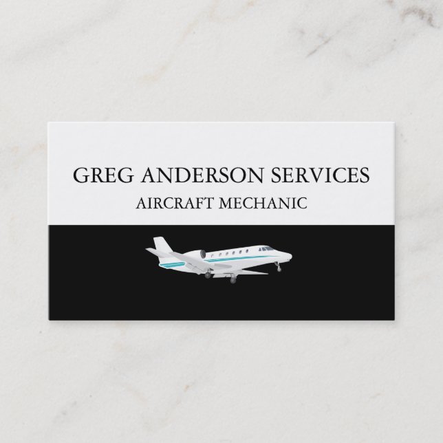 Modern Aircraft Mechanic Services Business Cards (Front)
