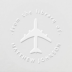 Modern Airplane Custom Name Traveler Book  Embosser