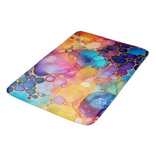 Modern alcohol ink watercolors background bath mat