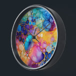 Modern alcohol ink watercolors background clock<br><div class="desc">Colorful trendy hand-drawn alcohol ink watercolors illustration with a custom monogram. Beautiful color combination modern trendy design.</div>