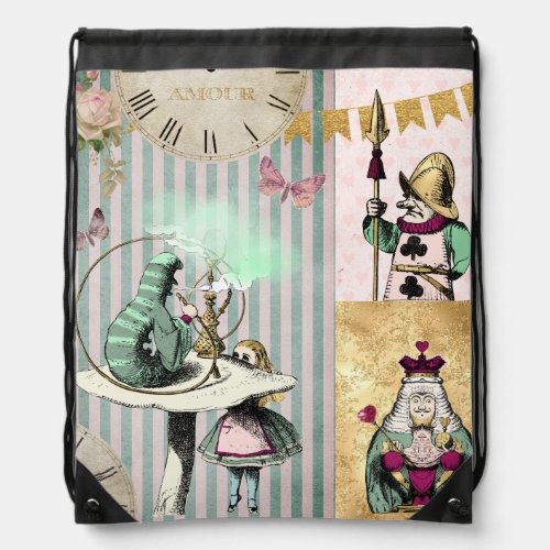 Modern Alice in Wonderland  Drawstring Bag