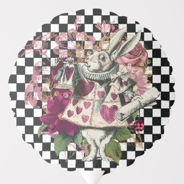 Modern Alice in Wonderland Rabbit and Queen Balloon (Front)