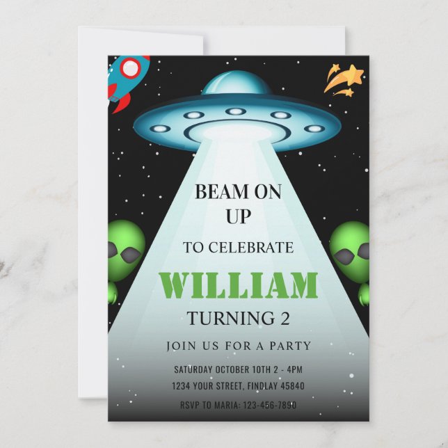 Modern Alien  Birthday Invitation (Front)