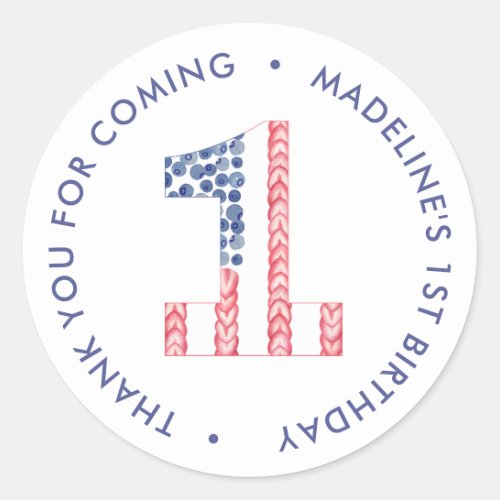 Modern All_American 1st Birthday Party Thank You Classic Round Sticker