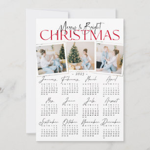 Modern All in One 3 Photo & 2023 Calendar Holiday Card