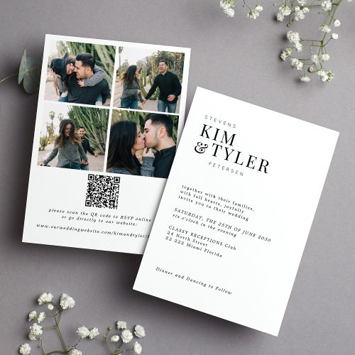 Modern all in one multi photo online RSVP wedding Invitation