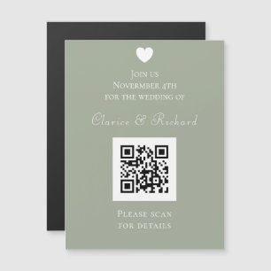 Modern All in One Sage QR Code Wedding Invitation