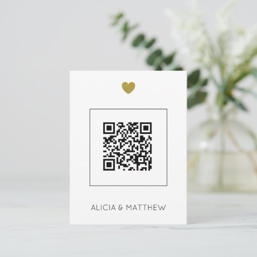 Modern All in One Wedding Invitation with QR Code Postcard | Zazzle