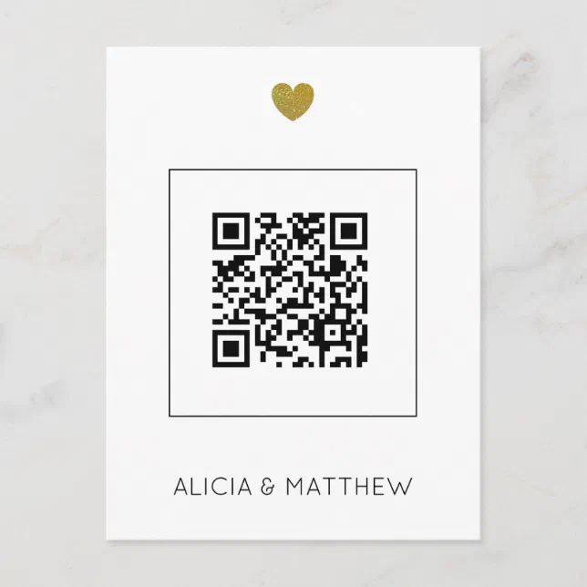 Modern All in One Wedding Invitation with QR Code Postcard | Zazzle