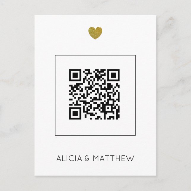 Modern All in One Wedding Invitation with QR Code Postcard (Front)