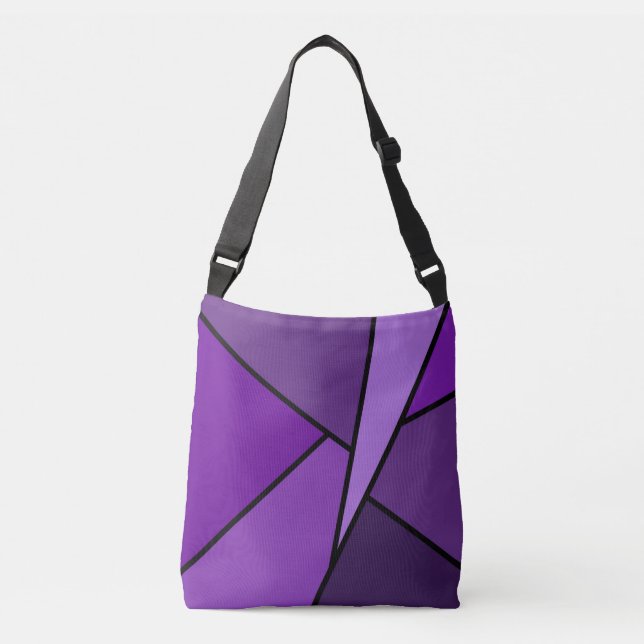 Modern All-Over-Print Purple Geometric Shapes Crossbody Bag (Front)
