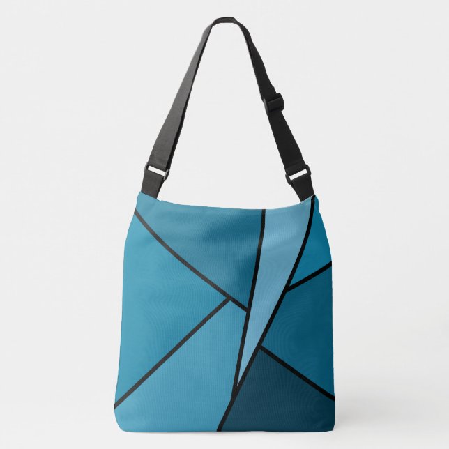Modern All-Over-Print Teal Geometric Shapes Crossbody Bag (Front)