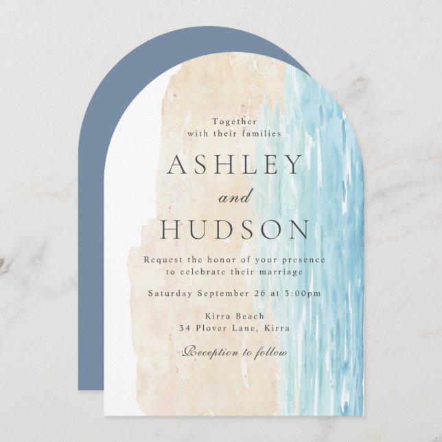 Modern All Seasons Beach Boho Arch Wedding  Invitation (Front/Back)