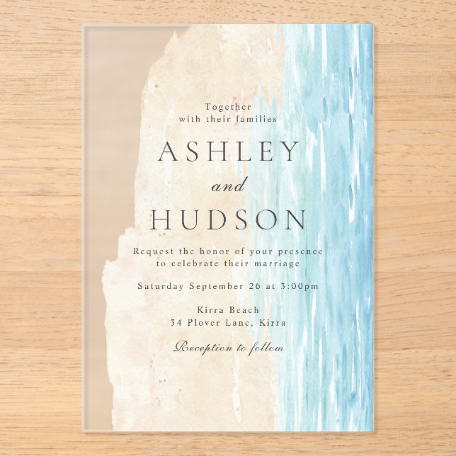 Modern All Seasons Beach Wedding Acrylic Invitations (Front)
