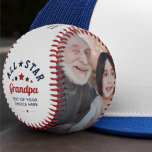 Modern All-Star Grandpa 2-Photo Baseball<br><div class="desc">Celebrate the special bond with a beloved grandfather through this custom photo baseball, beautifully designed with the phrase “all-star grandpa” in bold, playful typography surrounded by stars in a red, white, and blue theme. With space to add your own message and favorite photo, this keepsake turns a simple baseball into...</div>