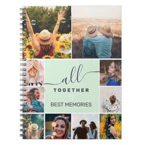 Modern all together script 10 photos collage grid notebook