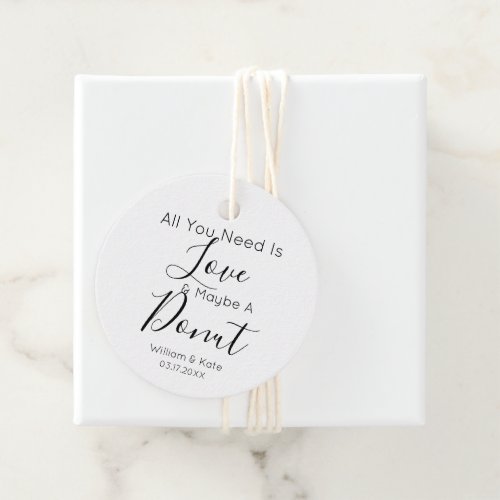Modern All You Need Is Love Donut Treat Wedding Favor Tags