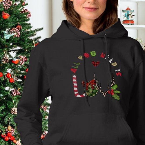 Modern All You Need Is Love Red Womens Christmas Hoodie