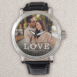 Modern ALL YOU NEED IS LOVE Wedding Photo Script Watch<br><div class="desc">Modern chic photo watch with hand lettered script and modern typography reading:' All you need is Love 'alongside your custom names and wedding date. Personalize with your favorite photo and information. Great gift for newlyweds,  an anniversary or Valentine's Day!</div>
