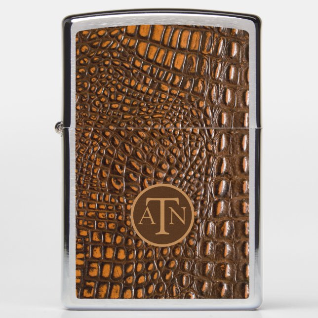 Modern Alligator Skin Monogram  Zippo Lighter (Front)